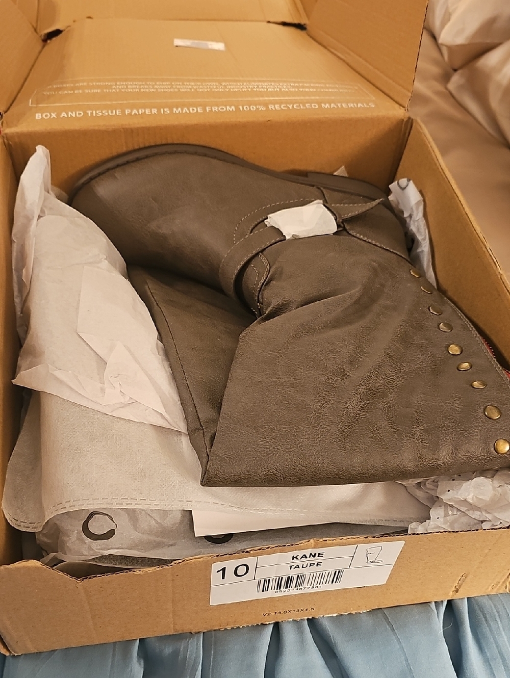 Taupe Knee-High Buckle Boots